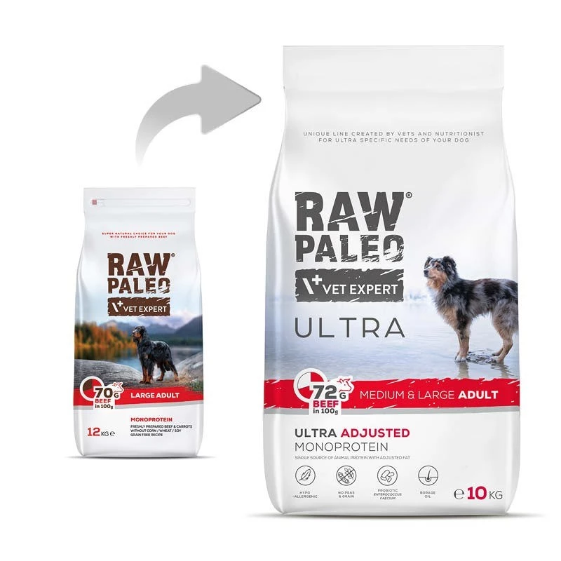 RAW PALEO Ultra Medium&Large Adult Beef - kuiv koeratoit - 10 kg