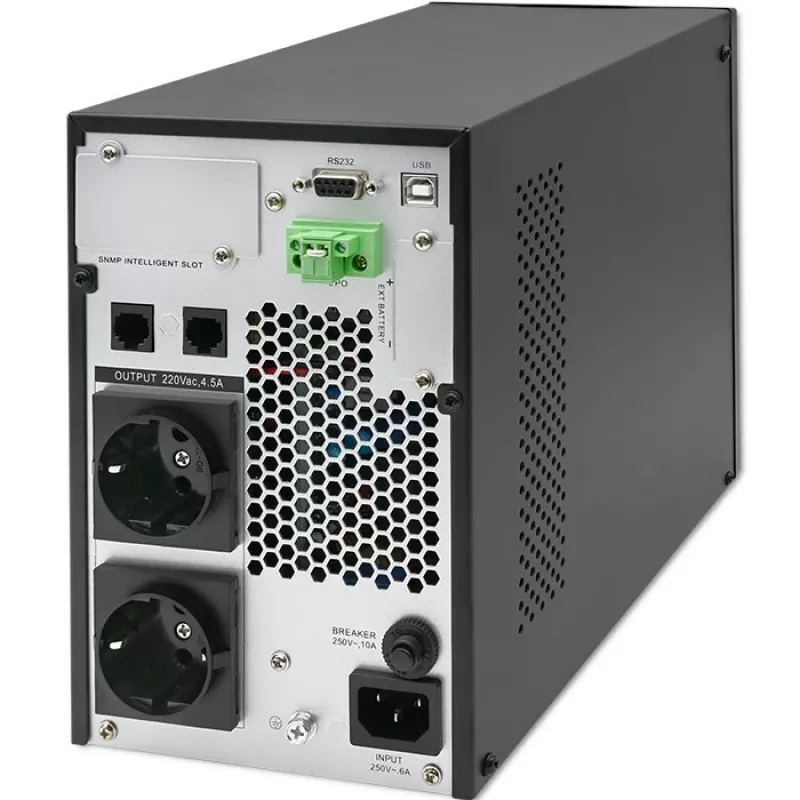 Qoltec Katkematu toiteallikas (UPS) | 1kVA | 1000W | Võimsustegur 1.0 | LCD | EPO | USB | Online