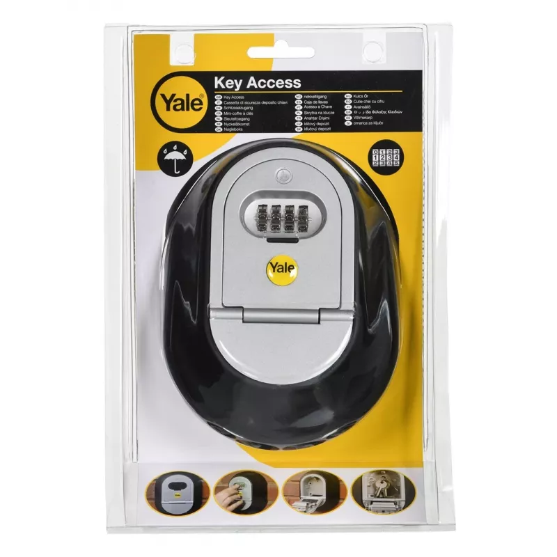 Kaasaskantav seif Yale Y500 10011, võtmekapp, koodlukk, 130×39×187 mm, must/hall