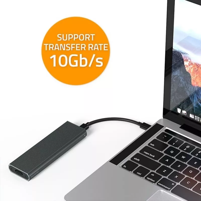 M.2 NVMe SSD korpus QOLTEC 52630 — USB 3.1 Gen2 10 Gbit/s, M.2 NVMe ketastele