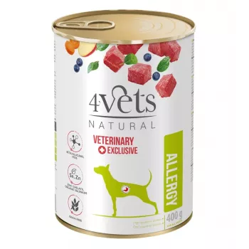 Märg koeratoit 4vets Natural Allergy Lamb 400 g — hüpoallergeenne pasteet täiskasvanud koertele, gluteeni- ja laktoosivaba