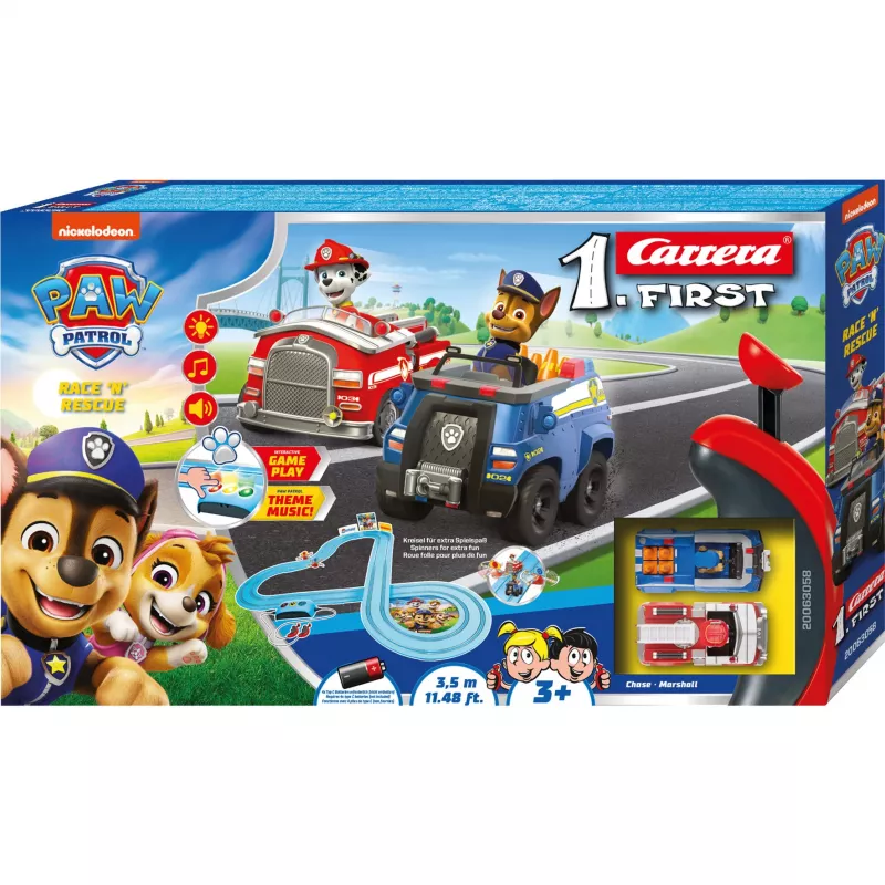 CARRERA võidusõidurada First Paw Patrol Race N Rescue 3,5 m – autorajakomplekt