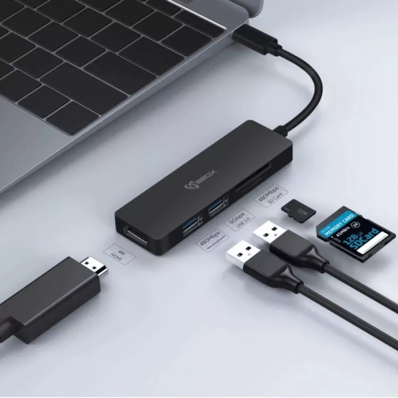 Sbox TCA-51 USB USB-C->HDMI/USB-3.0/SD+TF