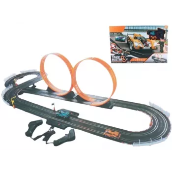 Mehaaniline mänguautorada Madej Racetrack kahe silmusega, kaasaskantav aasadega autorada komplekt
