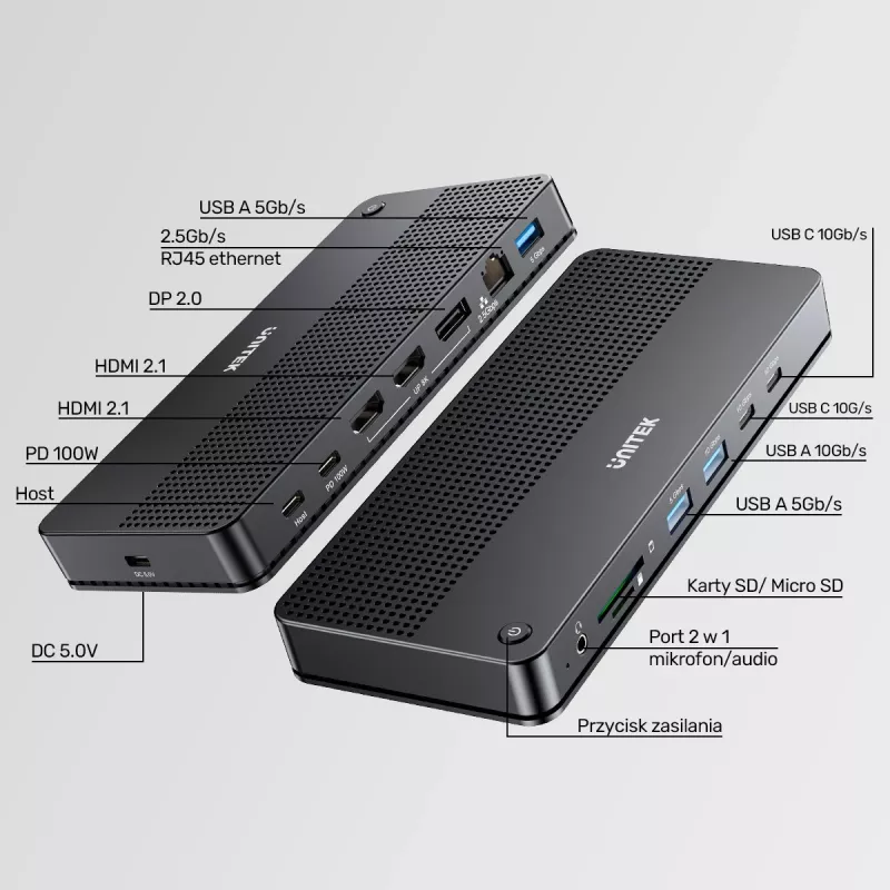 Dokkimisjaam UNITEK D1104A01 USB4 juhtmega 100W Power Delivery