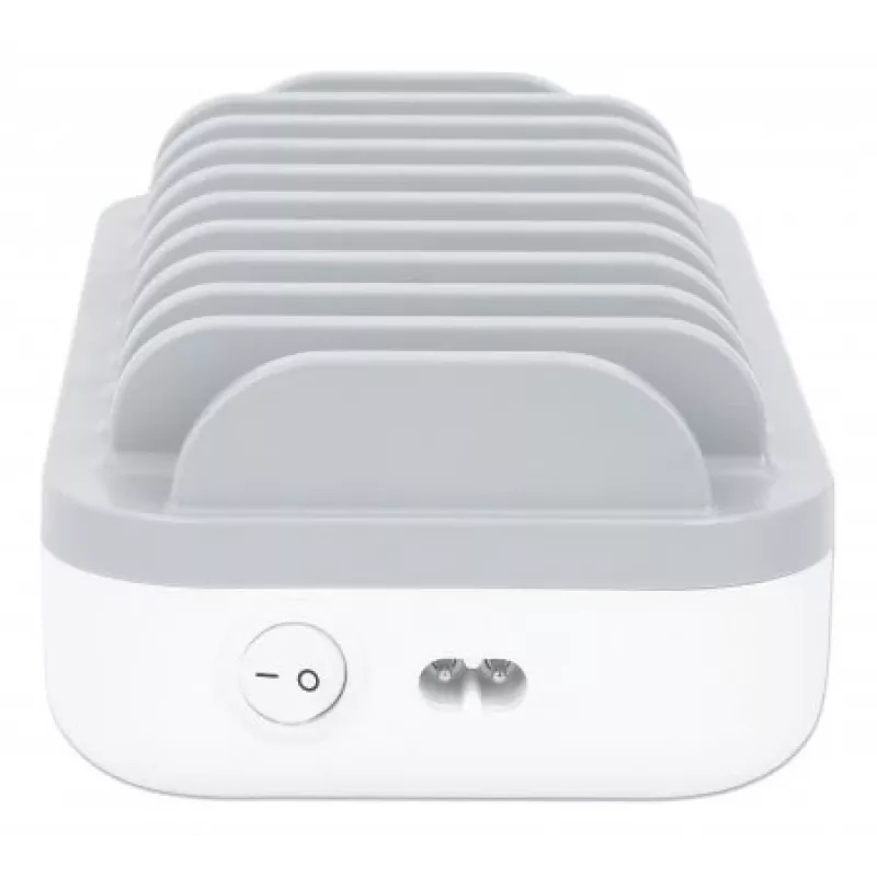 Manhattan Charging Station, 10x Ports: 3x USB-C (up to 18W PD) and 7x USB-A (up to 12W), 120W Total Output, Valge/hall, Three Year Warranty