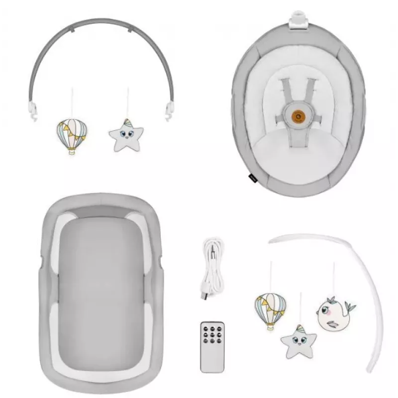 Häll / Kiikhäll Lionelo Bella Set hall Concrete – imiku voodi kiigefunktsiooniga
