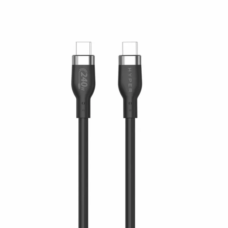 HYPER HyperJuice 240W Silikoonist USB-C–USB-C kaabel (6 jalga/2 m) – must