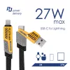Akyga AK-USB-57 4-in-1 punutud kaabel USB-A/USB-C – USB-C/Lightning, USB 2.0, 65 W, 1 m, hall