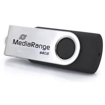 USB-mälupulk MediaRange MR1953 64 GB USB USB-C 3.2 Gen 1 (3.1 Gen 1) pöörlev, must/hõbedane