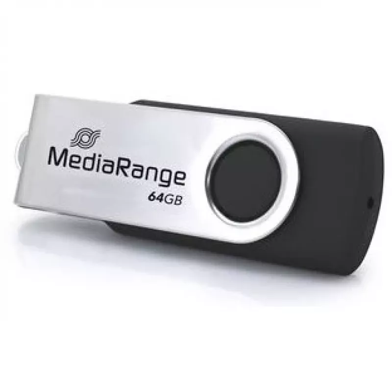 USB-mälupulk MediaRange MR1953 64 GB USB USB-C 3.2 Gen 1 (3.1 Gen 1) pöörlev, must/hõbedane