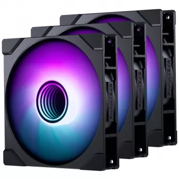 PHANTEKS M25 Gen2 PWM D-RGB 140 mm ventilaatorite 3-pakk, must