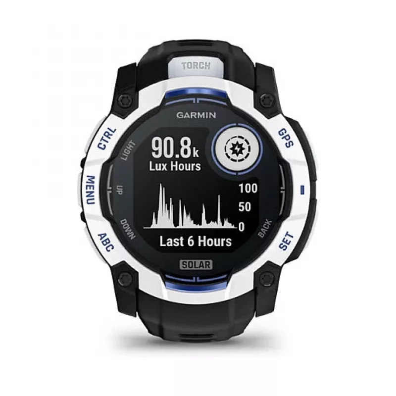 Nutikell GARMIN Instinct 3.05 cm (1.2 tolli) AMOLED 45 mm 390x390 px Puutetundlik ekraan Must Valge GPS 4 GB 53 g Silikoonrihm