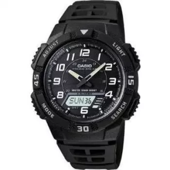 Käekell CASIO AQ-S800W-1BVEF — 42mm must vaigust korpus, digitaal-analoog päikeseenergial töötav
