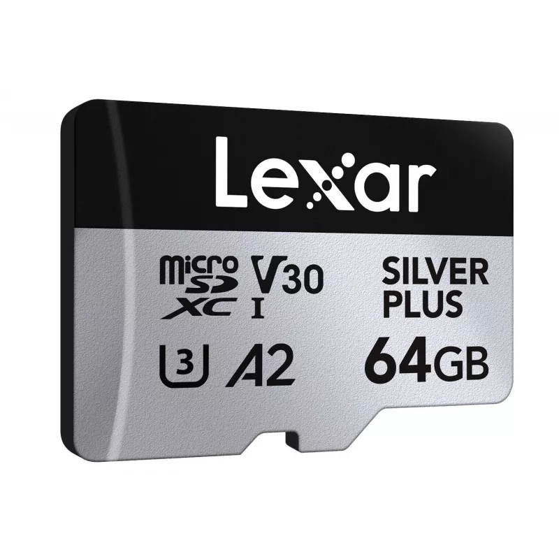 MicroSD-mälukaart Lexar 64 GB UHS-I Klass 3 SILVER PLUS