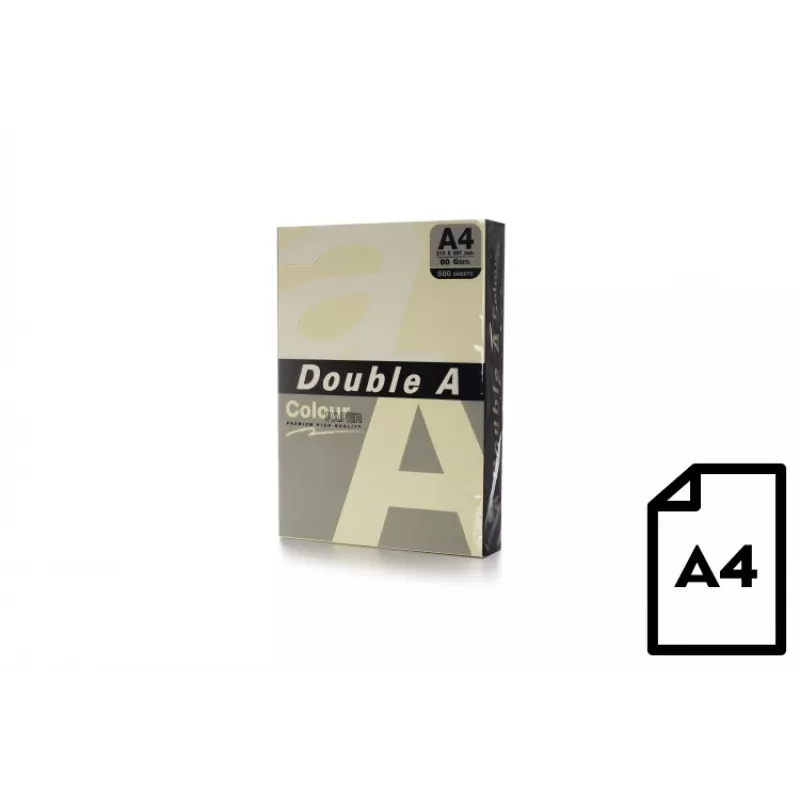 Värviline paber Double A, 80g, A4, 500 lehte, elevandiluu