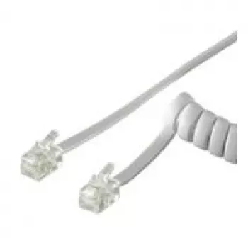 Wentronic Goobay telefonitoru spiraalkaabel CCA (vaskkattega alumiinium), valge, 2 m - RJ10-pistik (4P4C) RJ10-pistikule (4P4C) (50246)