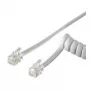 Wentronic Goobay telefonitoru spiraalkaabel CCA (vaskkattega alumiinium), valge, 2 m - RJ10-pistik (4P4C) RJ10-pistikule (4P4C) (50246)