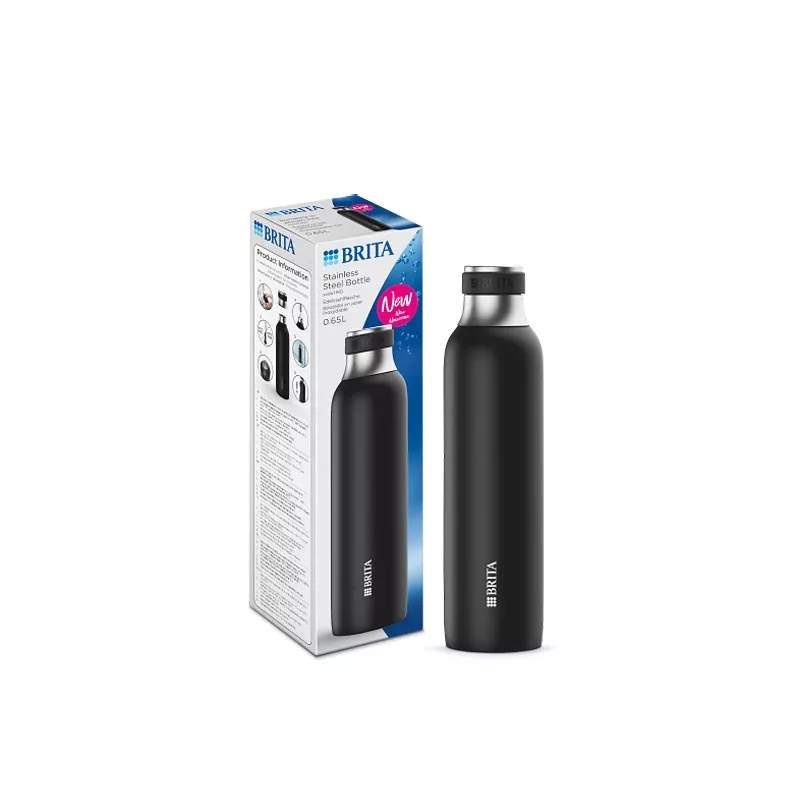 BRITA karboniseerimispudel 650 ml, roostevaba teras, must, nõudepesumasinakindel