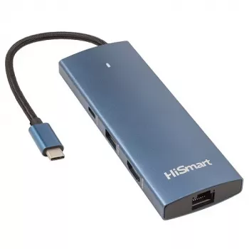 Adapter USB USB-C - HDMI, LAN, 3x USB Type-A, 1x USB USB-C, PD100W, SD+TF