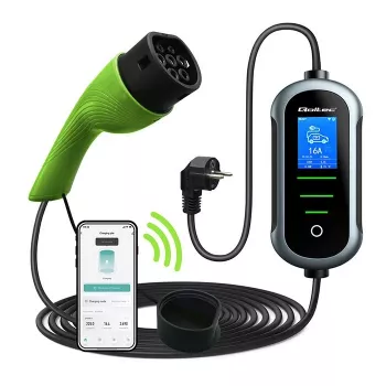 Elektrilise sõiduki laadija QOLTEC EV autolaadija reg. Type2 2in1 3,5kW – kompaktne vahelduvvoolulaadija, tüüp 2, 3,5 kW