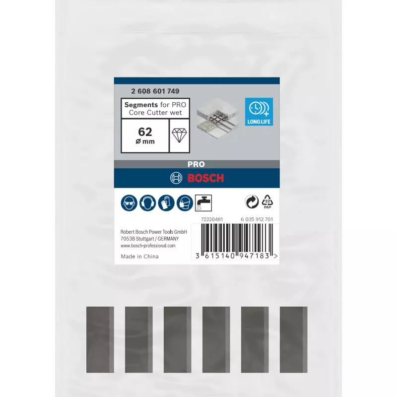 Teemantlõikesegment, Bosch 2608601749, 62 x 450 mm (1 1/4 tolli)