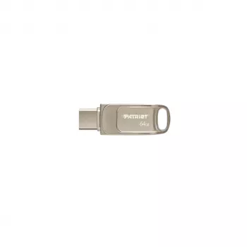 USB-mälupulk PATRIOT PS64GT560DS5D 64GB USB 3.2 (USB-A & USB-C), pöörlev tsink-sulamist korpus, hõbedane