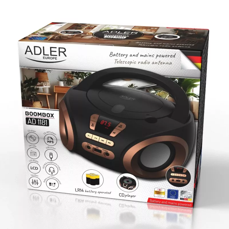 ADLER AD 1181bc - CD/MP3-mängija (boombox)