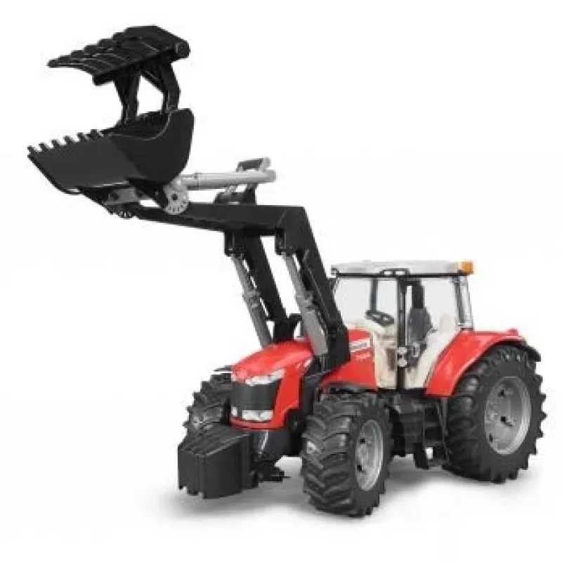 Mängutraktor BRUDER Massey Ferguson 7624 esilaaduriga, punane, alates 3. eluaastast