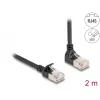 Delock - võrgukaabel - RJ-45 (M) ülespoole nurga all RJ-45 (M) sirgele - 2,0m - 4,5 mm - S/FTP - CAT 6a - varjestatud, halogeenivaba - must (80288)