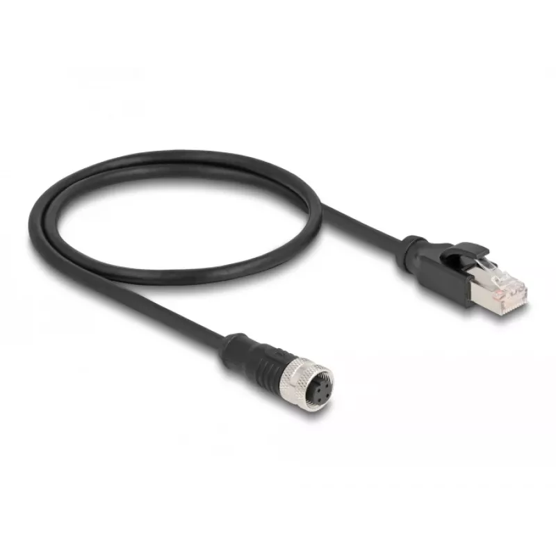 DeLOCK M12 adapterkaabel D-kodeeritud 4 kontaktiga emane RJ45 isasele 50 cm