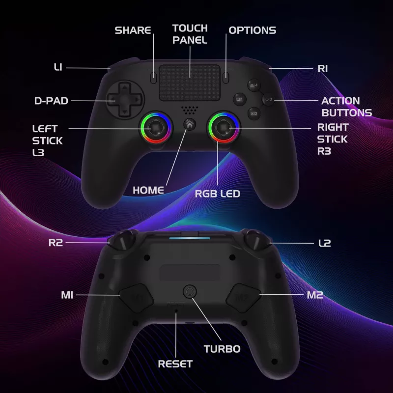 Gamepad Subsonic PS5 Wireless LED Controller Must D-pad Kodu Valikud Jaga