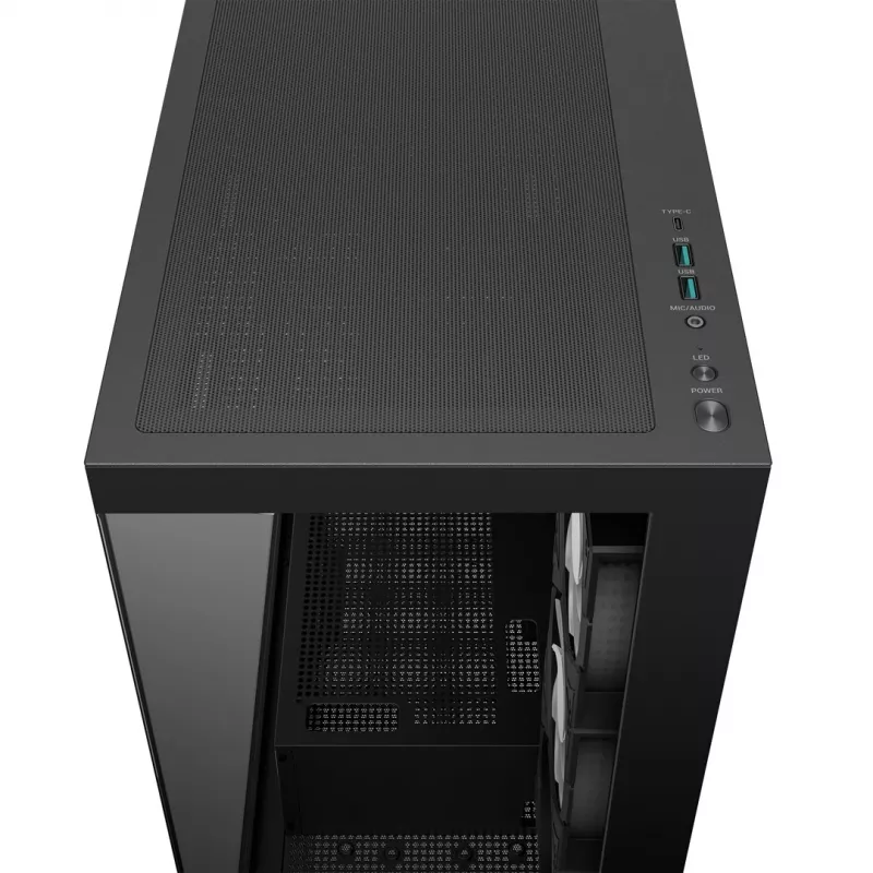 PC korpus DeepCool CG580 4F Midi Tower — ATX/ITX/MicroATX, karastatud klaas, 3×120mm+1×120mm ventilaatorid, 2×3.5-tolline ja 2×2.5-tolline, USB-A×2 USB-C×1, must