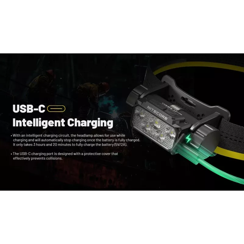 Nitecore HC70 UHE otsalamp, 1600 lm, 6 LED-i, IP68, USB-ga laetav, alumiinium, 172 g, must