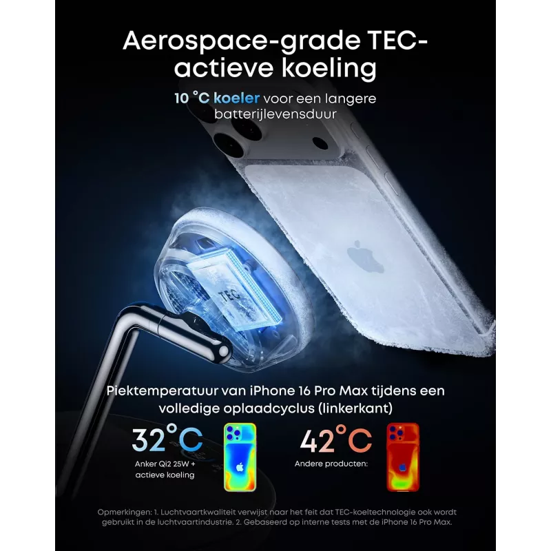 Anker Prime juhtmevaba laadimisjaam Qi2.2 25W juhtmevaba laadimine (3-in-1, MagGo, AirCool, Dock Stand) toiteplokk lisatud