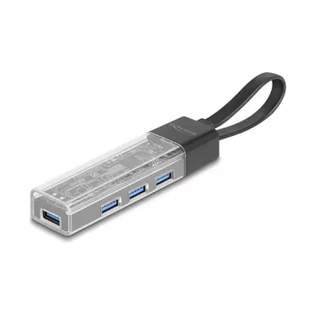 DELOCK USB 3.2 Gen 1 (3.1 Gen 1) 4-pordiline jaotur Type-A + USB-C hostiga (5000 Mbit/s) must/läbipaistev
