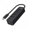 USB-jaotur Unitek uHUB Q4 — 4-pordiline USB 3.2 Gen 1 (tüüp-A) jaotur, USB-C-host, 5 Gbit/s, 10 W, must