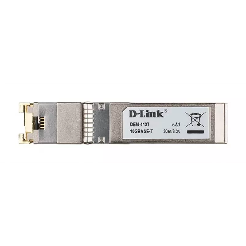 D-Link SFP+ 10GBASE-T vasktransiiver, vask, 10000 Mbit/s, SFP+, T, 30 m, 10 Gigabit Ethernet