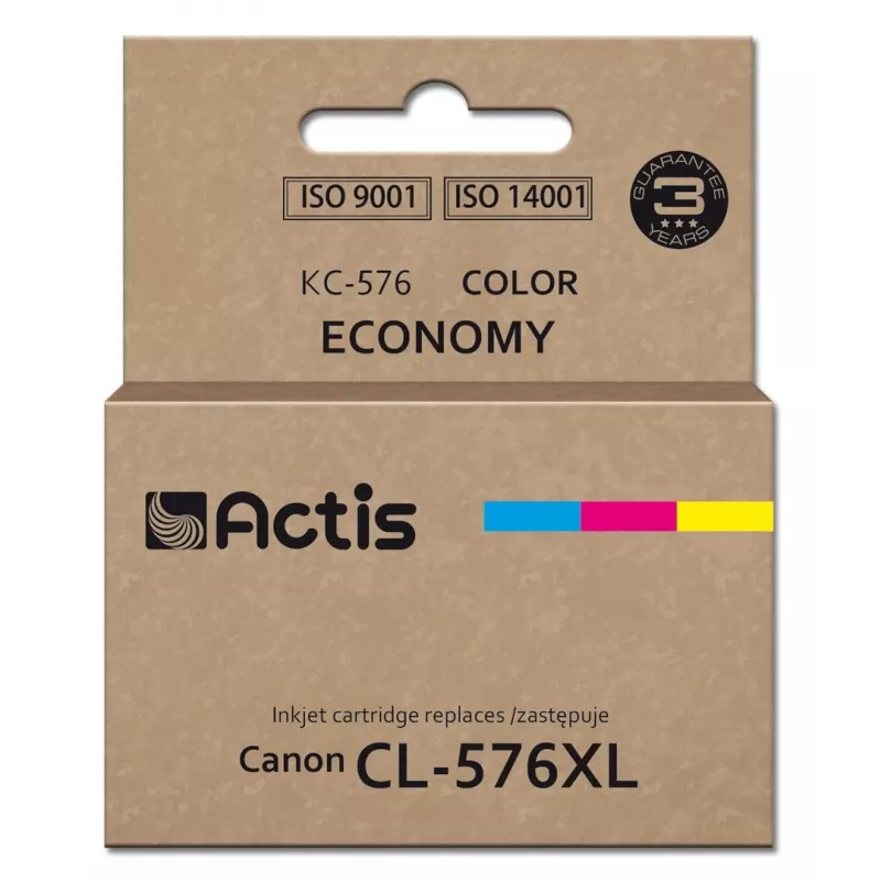 Ühilduv ACTISe kassett KC-576 Canoni printeritele — sinine, punane, kollane, 15 ml, standardmahuga