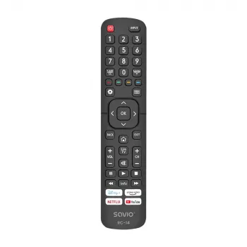 Universaalne kaugjuhtimispult SAVIO RC-14 Hisense Smart TV-le, IR-juhtmevaba, toetab 14 seadet, ulatus kuni 10 m, must