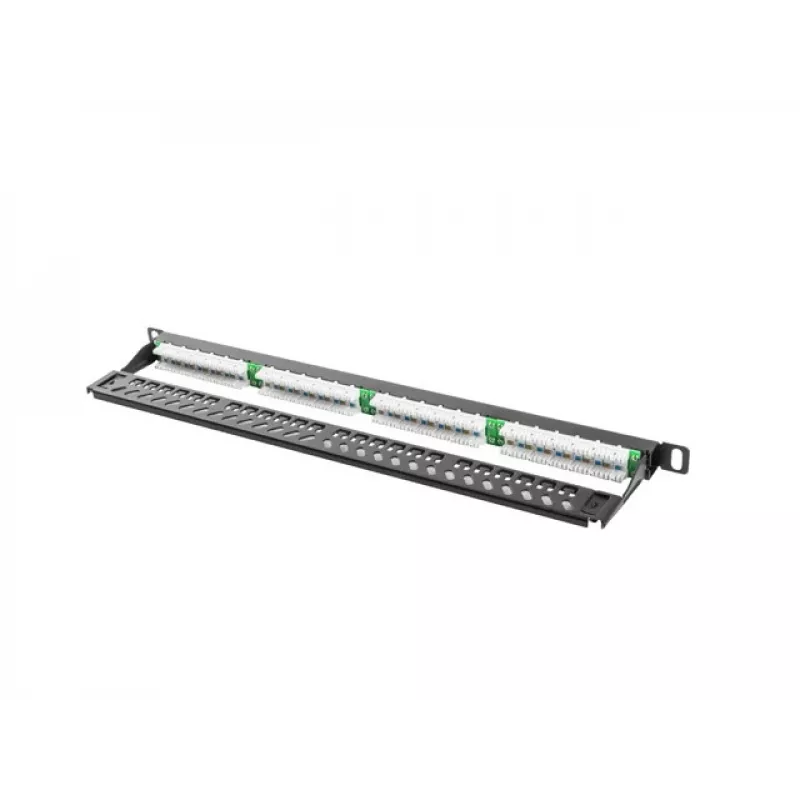 Lanberg PPU5-0024-B - RJ-45 - Cat5,Cat5e - Must - Metall - Rackipaigaldus - 0,5U (PPU5-0024-B)