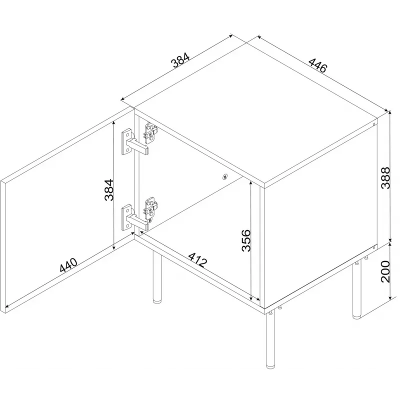 Öökapikomplekt 2 tk Cama Meble ISLA 44,5×40×59 cm must matt MDF/puitlaastplaat