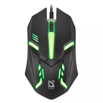 Juhtmega optiline hiir DEFENDER CYBER MB-560L — mõlemakäeline, 1200 DPI, USB Type-A, 2 nuppu, must
