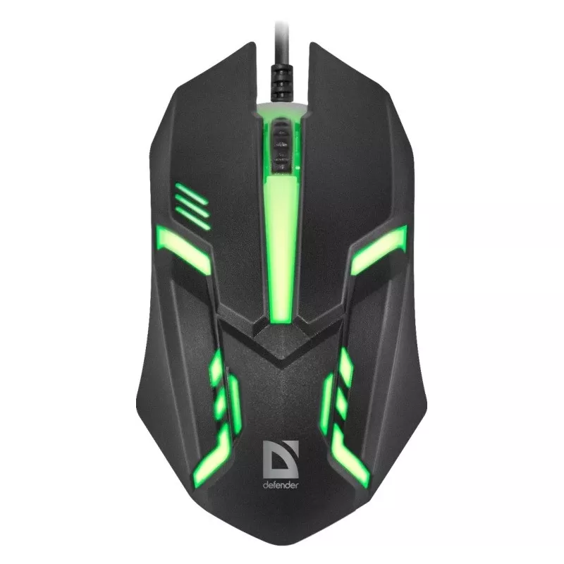 Juhtmega optiline hiir DEFENDER CYBER MB-560L — mõlemakäeline, 1200 DPI, USB Type-A, 2 nuppu, must