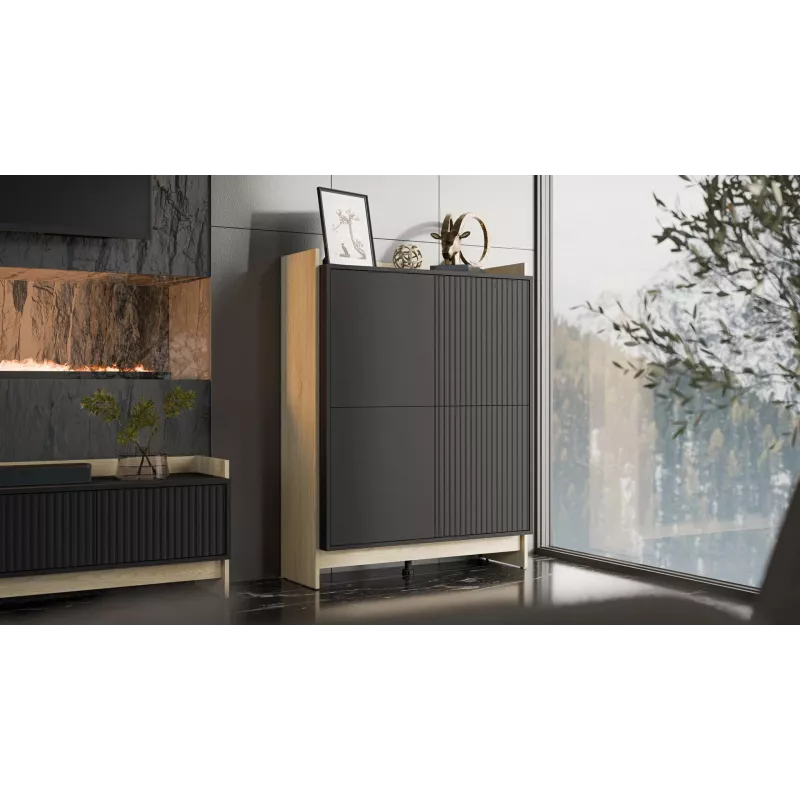 Cama PORTO kummut 100x38x130 tamm/must