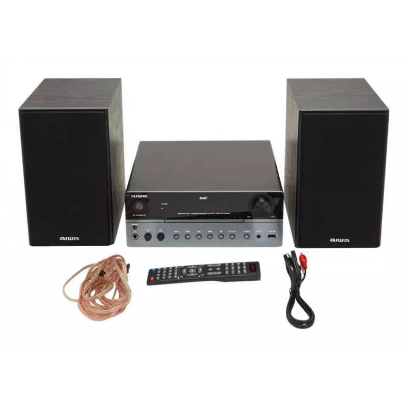 Kodune audiorikrosüsteem Aiwa MSBTU-700DAB — 25 W RMS, DAB+/FM, Bluetooth 10 m, plaadisahtliga CD, LED-ekraan, must/arktiline sinine