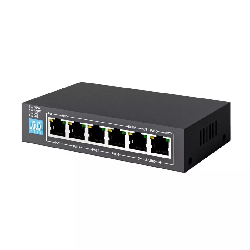 Haldamata kommutaator Extralink EUROS V2 4x 100 Mb/s PoE/PoE+