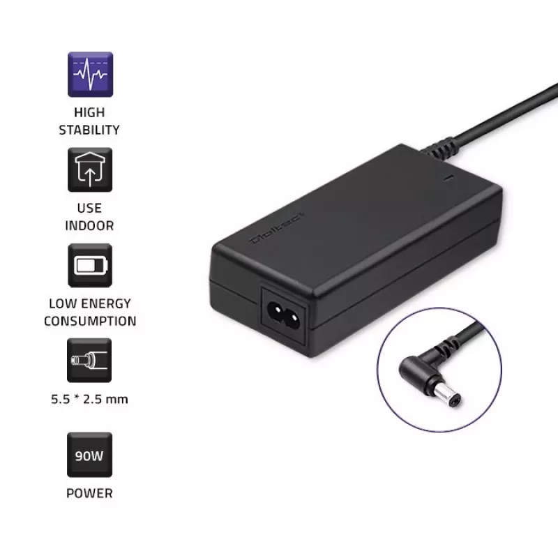 Qoltec 50076 90W toiteadapter/inverter siseruumides, must