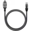Ethernet-kaabel USB-C 3.2 Gen2 Plug > RJ-45 Plug, LAN-Adapter Must/Hõbedane, 1,5 Meter, braided textile jacket