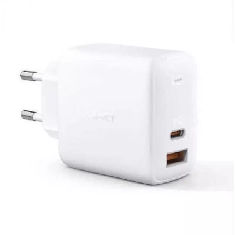 Seinalaadija Aukey PA-B3 valge GaN 65W USB-C / USB-A kiirlaadija
